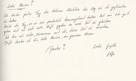 Brief Marion und Pavol Danke